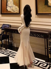 BXOXO party look inspos Elegant Solid Mesh Patchwork Mermaid Knitted Dress for Women Autumn French Slim Long Sleeve Midi Dresses Female Party Prom Robe